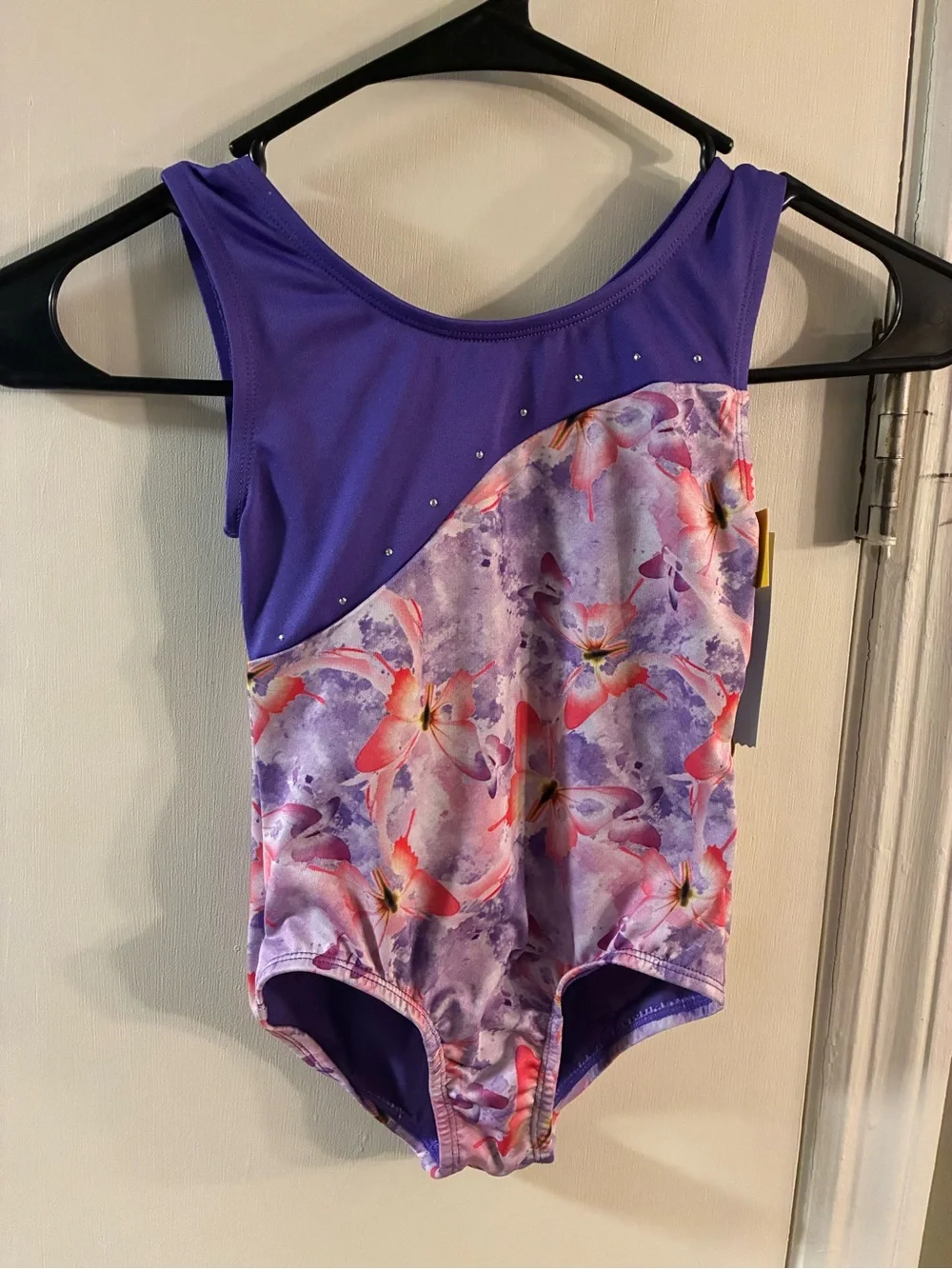 Cat & Jack Girl’s Purple Butterfly Dance Leo One Piece Wicking NWT XS 4/5